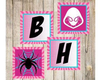 Gwen Spider afdrukbare verjaardagsbanner