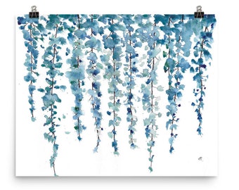 Wisteria Blue - Print - flower art, artwork, blue, watercolor, ink, floral, wall decor, landscape, home decor, beautiful, art print