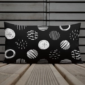 Black and White Geometric Pillow: Abstract Circle Print