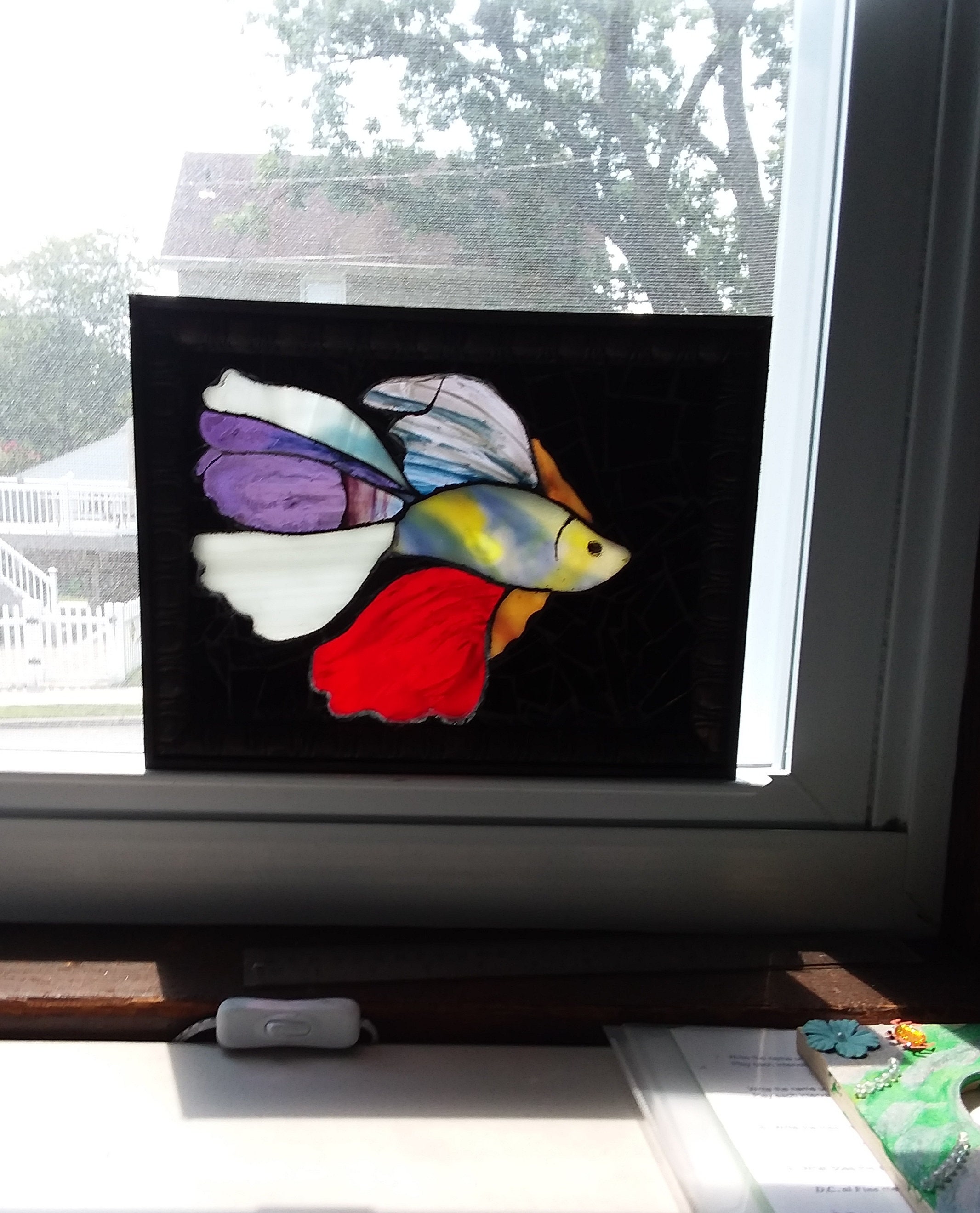 Siamese Fish Mosaic Betta Fish Stained Glass Decorative Etsy