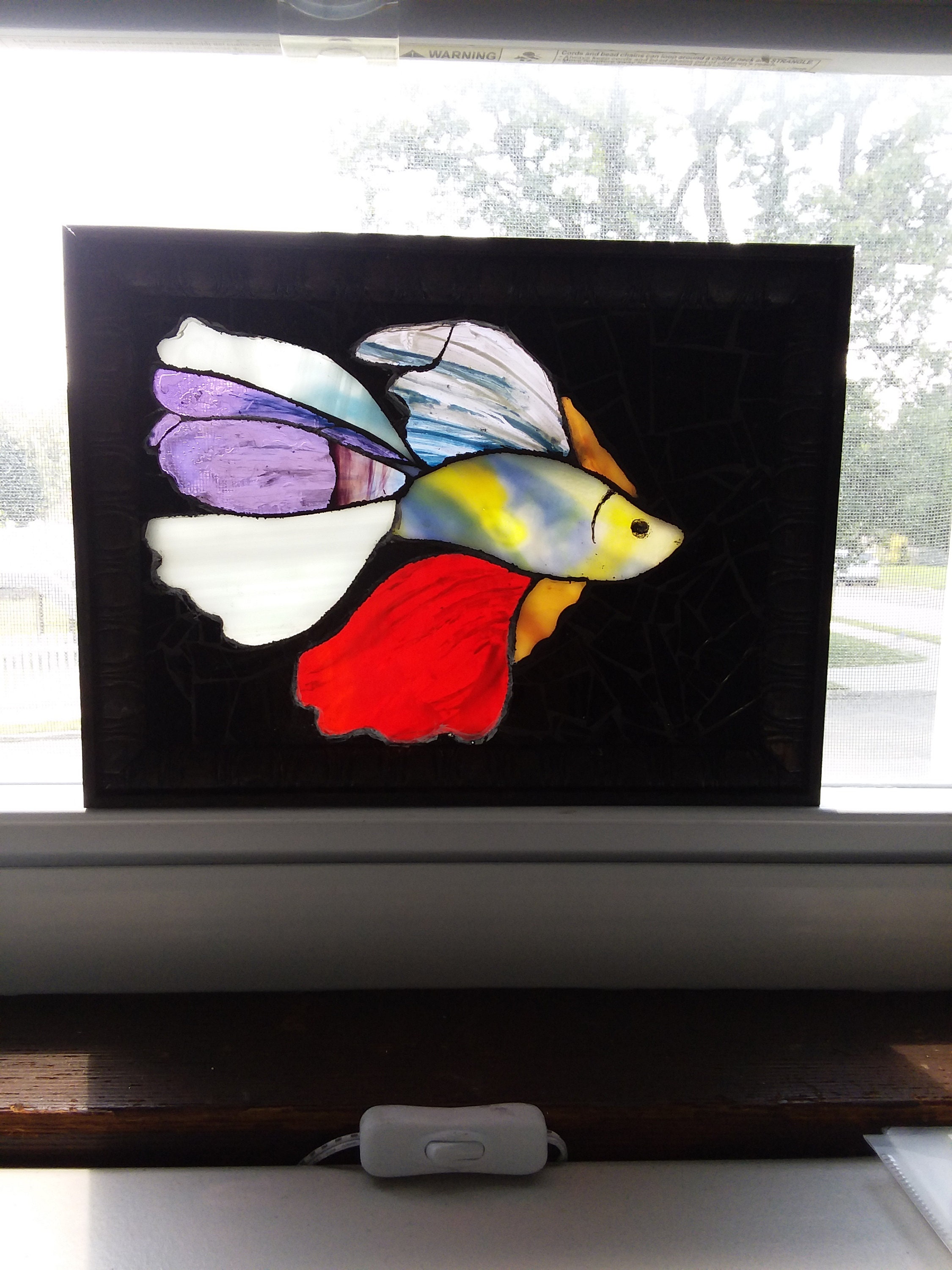 Siamese Fish Mosaic Betta Fish Stained Glass Decorative Etsy