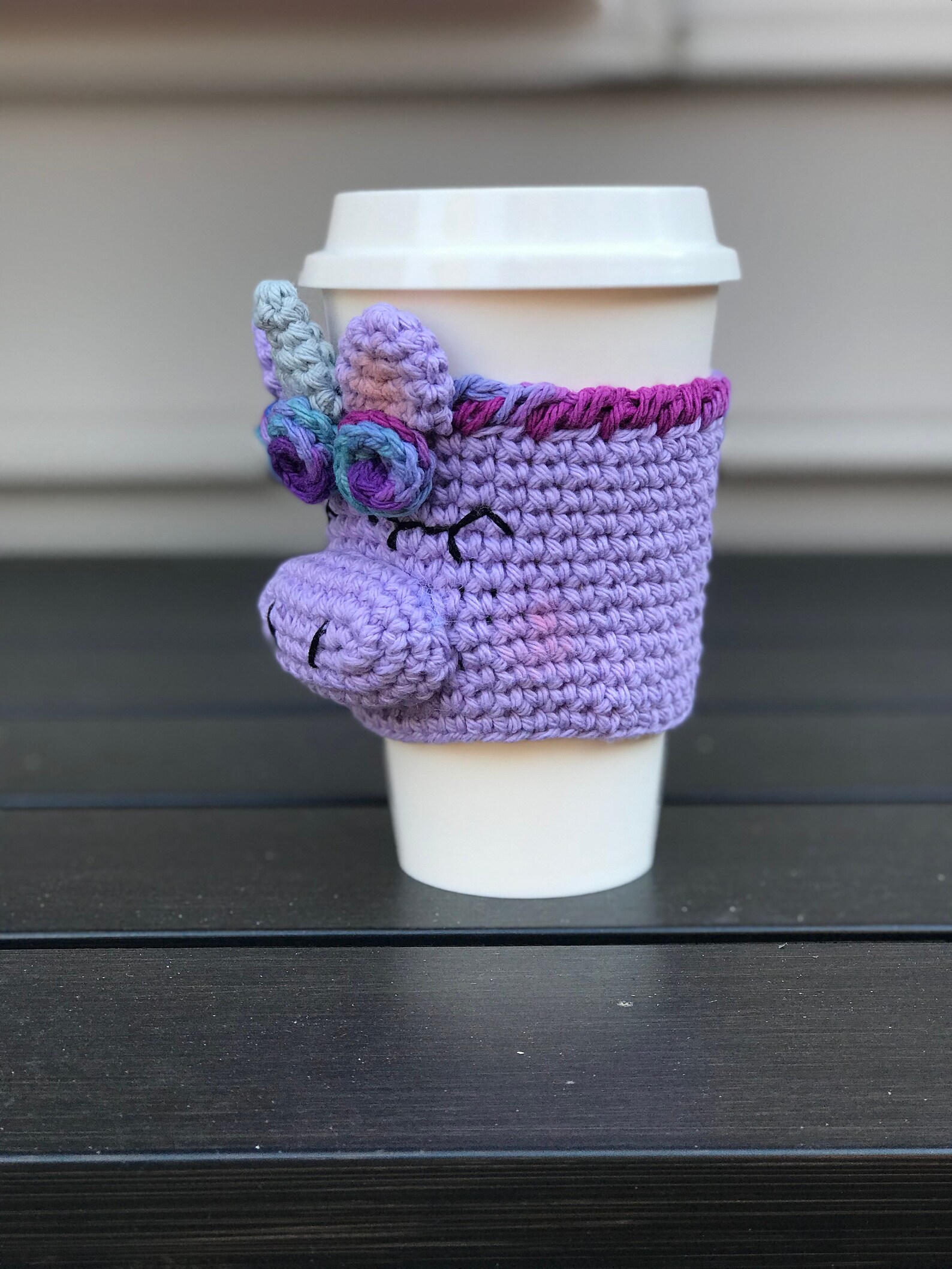 Unicorn Cup Cozy Crochet Unicorn Cup Cozy Purple Unicorn Cup Etsy