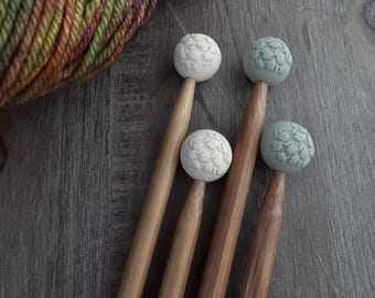 Knitting Needle Stoppers | FLORAL EMBOSSED needle stopper | Knitting Notions | Stitch Stoppers | Needle Point Protectors | Stitch Holders
