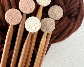 Knitting Needle Stoppers | FLORAL DISK needle stopper | Knitting Notions | Stitch Stoppers | Needle Point Protectors | Stitch Holders