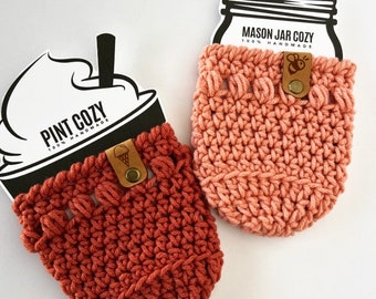 PINT SIZE COZY | Ice Cream Cozy | Mason Jar Cozy | Reusable Ice Cream Cozy | Birthday Party Favors | Pint Size Cozy