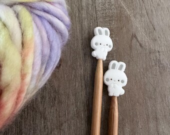 Knitting Needle Stoppers | BUNNY needle stopper | Knitting Notions | Stitch Stoppers | Needle Point Protectors | Stitch Holders