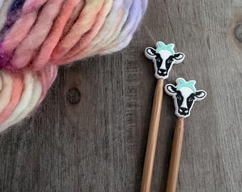 Knitting Needle Stoppers | COW needle stopper | Knitting Notions | Stitch Stoppers | Needle Point Protectors | Stitch Holders