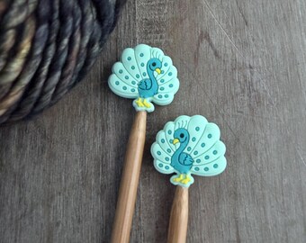 Knitting Needle Stoppers | PEACOCK needle stopper | Knitting Notions | Stitch Stoppers | Needle Point Protectors | Stitch Holders