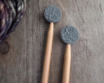 Knitting Needle Stoppers | FLORAL DISK needle stopper | Knitting Notions | Stitch Stoppers | Needle Point Protectors | Stitch Holders