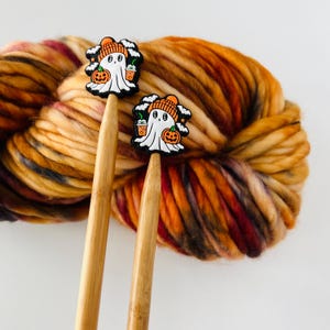 Knitting Needle Stoppers | FALL GHOST needle stopper | Knitting Notions | Stitch Stoppers | Needle Point Protectors | Stitch Holders