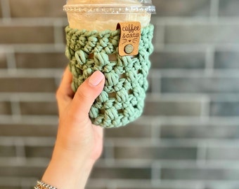 CUP COZY | reusable cup sleeve | Mason jar cozy | Glass cup cozy | Coffee lover gift | Gifts under 20