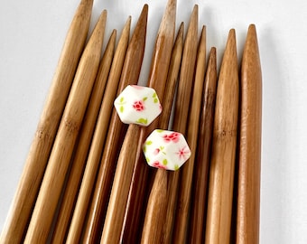 Knitting Needle Stoppers | PINK FLOWER HEXI needle stoppers | Knitting Notions | Stitch Stoppers | Needle Point Protectors | Stitch Holders