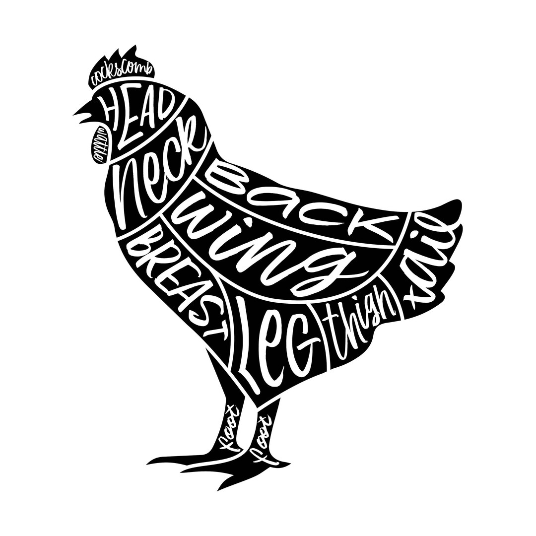 Chicken Cuts Lettering Lettered Chicken - Etsy