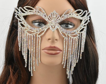 Masquerade Mask Jeweled Bridal Mask BlueRoyal Blue Rhinestone Metal Masquerade Mask Queen Mask,new year party mask Mardi Gras Mask
