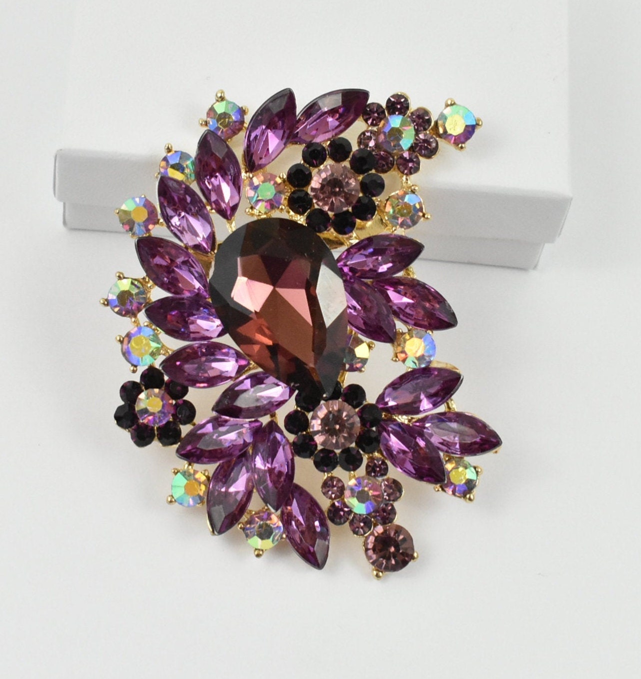 Purple, AB purple/Gold Wedding Rhinestone Crystal brooch pin, wedding cake decoration broach pin, brooch bouquet, crystal bridal brooch pin