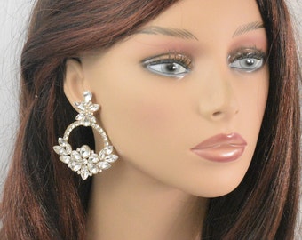 Clear Rhinestone Gold Crystal Dangle Wedding Earrings, Dangle Earrings, Bridal Earrings, Wedding Accessories, Jewelry, Gold earrings