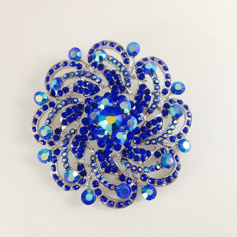 cake decoration broach Dark blue bridal brooch Blue Wedding Brooches Rhinestone sapphire Blue Broaches Blue wedding Royal Blue Brooches