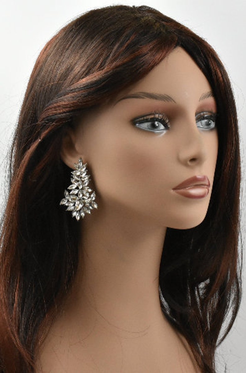 Bridal Jewelry Crystal Wedding Earrings Clear Silver Bridal Earrings Statement Bridal Earrings Crystal Bridesmaid Bridal Earrings