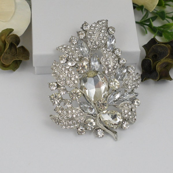 Extra Large Sparkly crystal rhinestone brooch pin - crystal wedding cake broach pin - rhinestone brooch bouquet crystal - bridal brooch pin