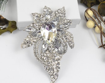 Clear/Silver Bridal Brooch, Wedding Bouquet Brooch, Brooch, Bridesmaid Dress Brooch, Cake Decor Brooch, Pins, Clips, Brooch