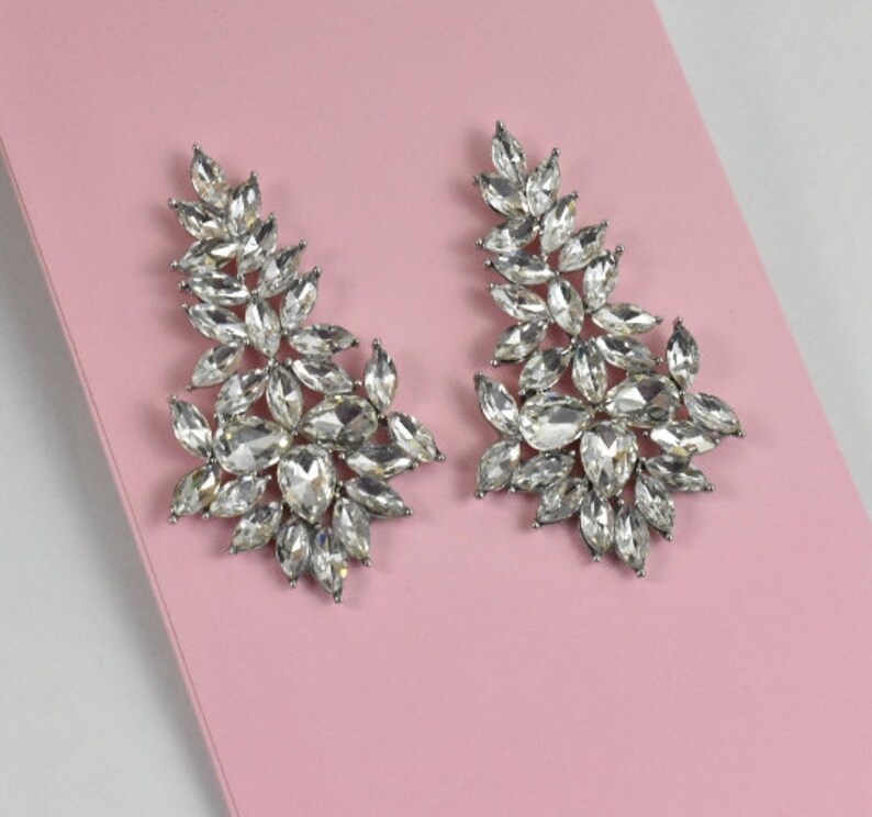 Bridal Jewelry Crystal Wedding Earrings Clear Silver Bridal Earrings Statement Bridal Earrings Crystal Bridesmaid Bridal Earrings