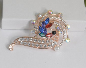 Broche de pedrería, broche de pedrería de cristal con perla, broche, accesorios de boda broche nupcial, broche de oro