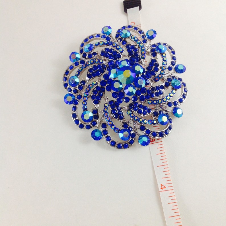 cake decoration broach Dark blue bridal brooch Blue Wedding Brooches Rhinestone sapphire Blue Broaches Blue wedding Royal Blue Brooches