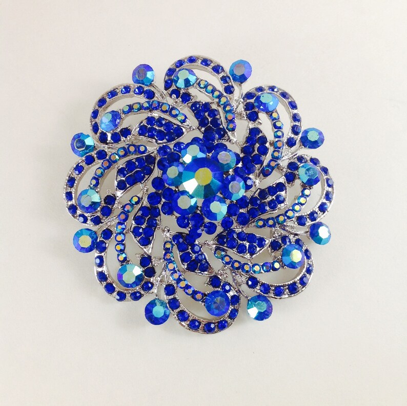 cake decoration broach Dark blue bridal brooch Blue Wedding Brooches Rhinestone sapphire Blue Broaches Blue wedding Royal Blue Brooches