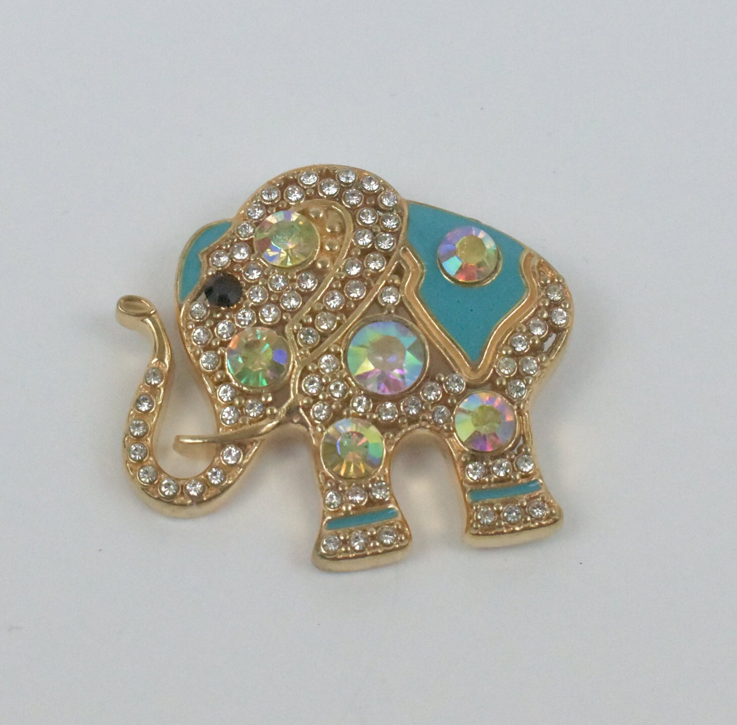 Elephant Rhinestone Brooch With Gold Base Elephant Brooch Etsy