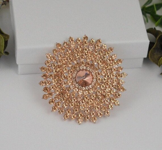 rose gold brooch for dress FLOWER CRYSTAL BROOCH