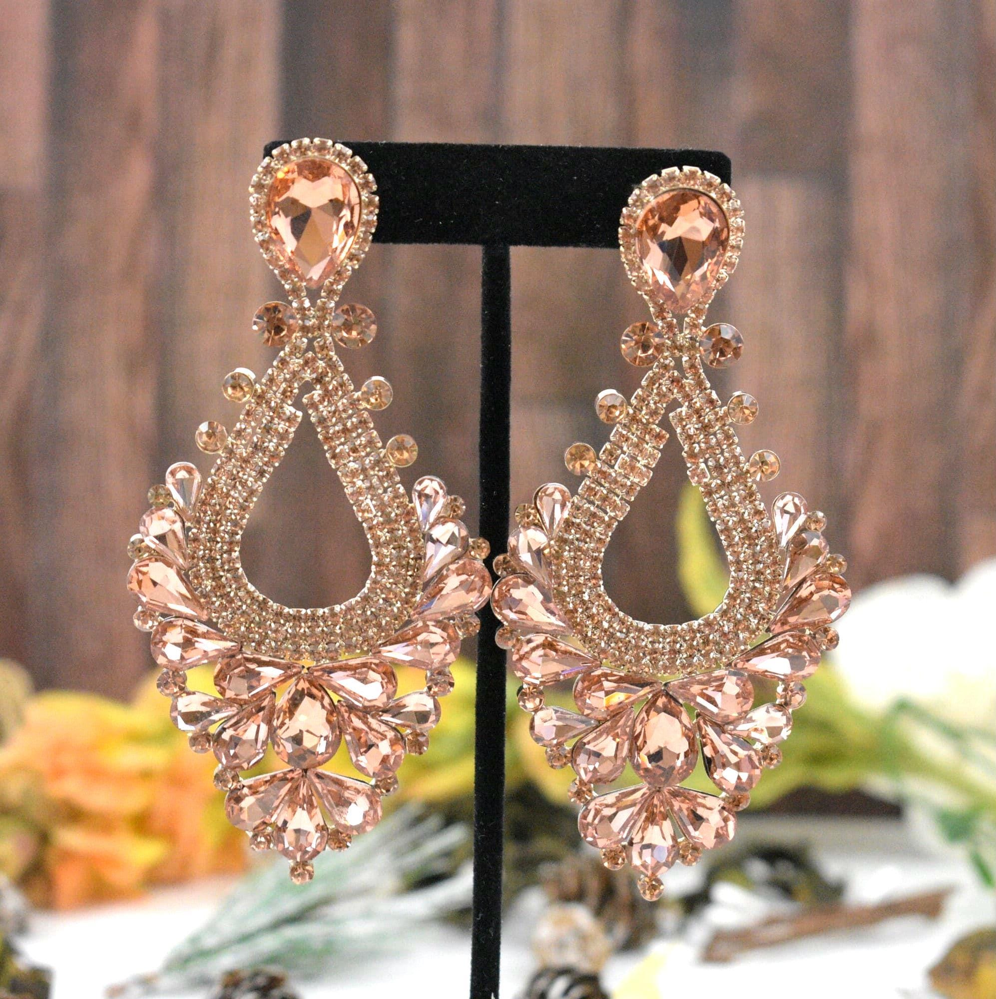 Boucles D'oreilles Clips Roses/pêche à Centre Argenté Pour Femme - Occasion