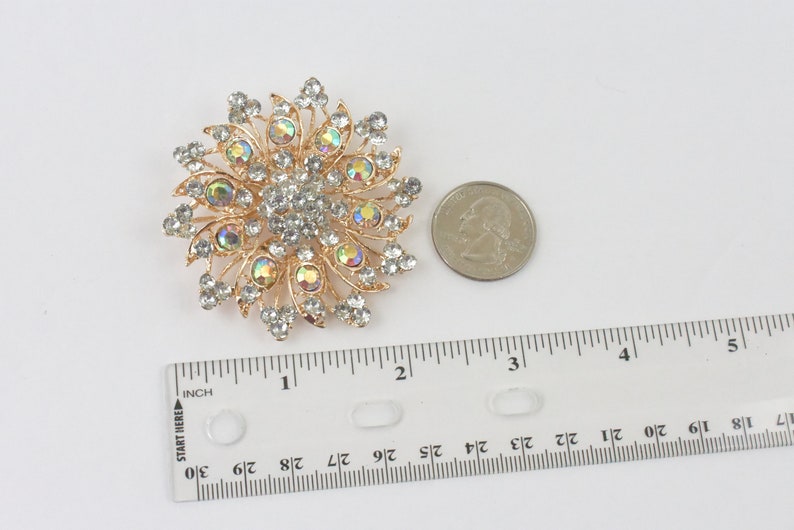 AB /& Clear Rhinestone flower Bridal wedding Bouquet Brooch pin Silver tone Brooch Sash Brooch Bridal dress Brooch Brooch for clutch