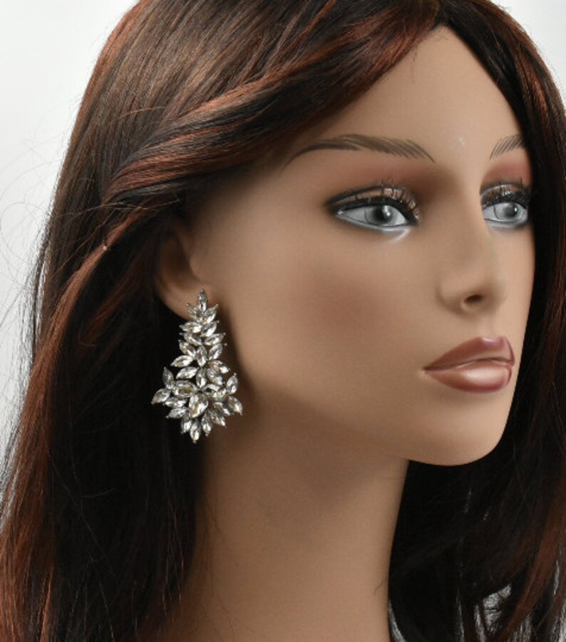 Bridal Jewelry Crystal Wedding Earrings Clear Silver Bridal Earrings Statement Bridal Earrings Crystal Bridesmaid Bridal Earrings