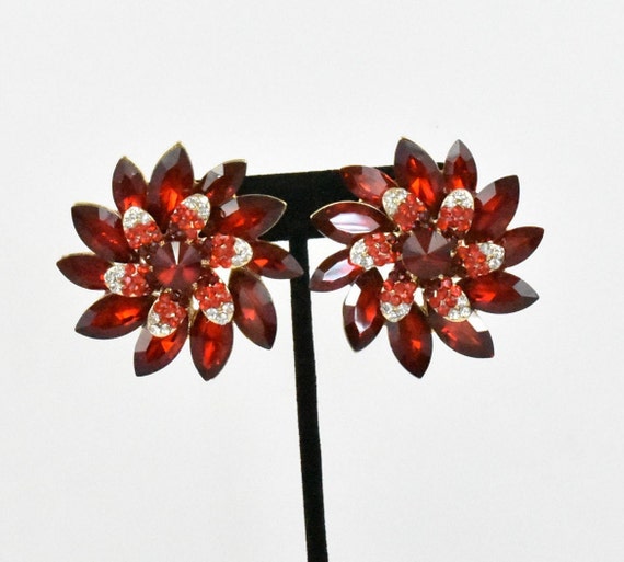 Extra Large Clip on Red Crystal Earrings Crystal earrings Etsy