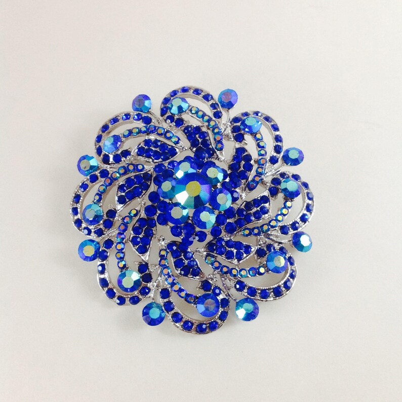 cake decoration broach Dark blue bridal brooch Blue Wedding Brooches Rhinestone sapphire Blue Broaches Blue wedding Royal Blue Brooches