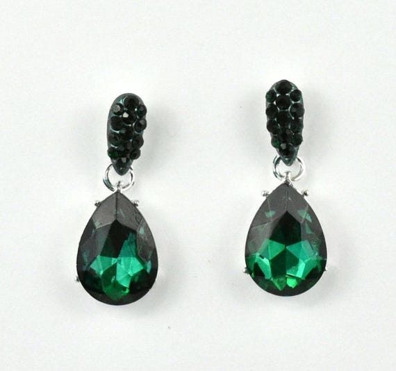 Bridesmaid Earrings, Emerald Green Homecoming Earrings, Emerald
