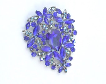 Royal Blue Bridal Brooch, Jewelry Sapphire Blue Wedding Bouquet Brooch, Something Blue, Bridesmaid Dress Cake Decor Brooch, Blue Brooch