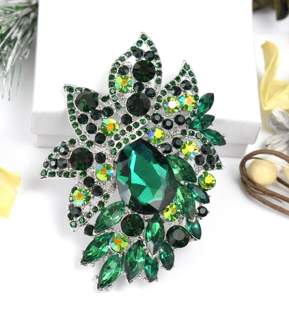 Emerald Green/Silver Bridal, Brooch Jewelry, Wedding Bouquet Brooch, Brooch, Bridesmaid Dress Brooch, Cake Decor Brooch, Pins, Clips, Brooch Emerald Green/Silver Bridal, Brooch Jewelry, Wedding Bouquet Brooch, Brooch, Bridesmaid Dress Brooch, Cake Decor Brooch, Pins, Clips, Brooch
