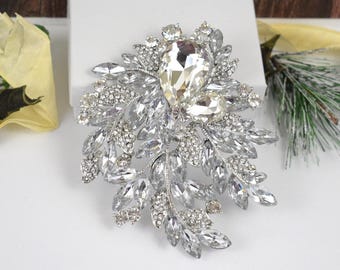 Extra Large Sparkly crystal rhinestone brooch pin - crystal wedding cake broach pin - rhinestone brooch bouquet crystal - bridal brooch pin
