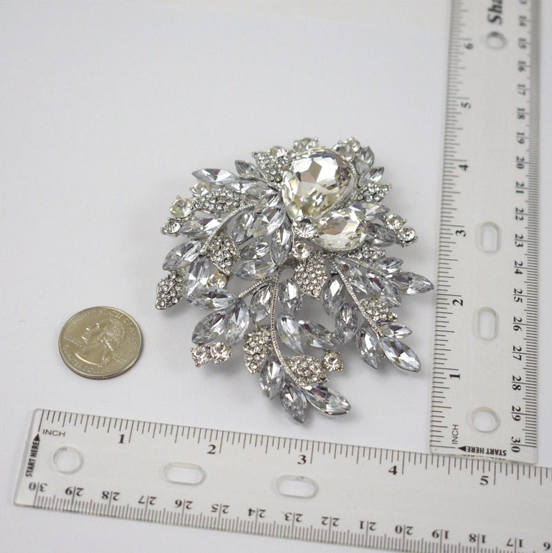 Extra Large Sparkly crystal rhinestone brooch pin - crystal wedding cake broach pin - rhinestone brooch bouquet crystal - bridal brooch pin image 5