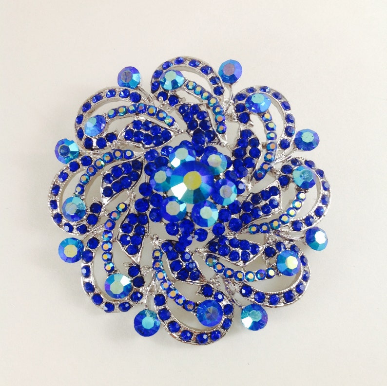 cake decoration broach Dark blue bridal brooch Blue Wedding Brooches Rhinestone sapphire Blue Broaches Blue wedding Royal Blue Brooches