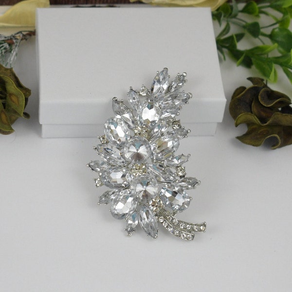 Broche en cristal strass - Broche de mariage - Accessoires de gâteau de mariage - Broche de pochette - Épingle de chapeau, épingle de robe de soirée