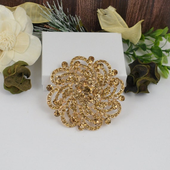 Brown Gold Floral Crystal Rhinestone Brooch, Wedding Brooch, Bridal Gold  Brooch, Wedding Cake Accessories, Bridal Jewelry, Cake Decoration - Etsy  Australia
