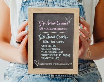 Cookie Booth Decor - Thank You - Inspiring Confidence - Girl Scout Cookies - Digital Download
