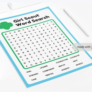Girl Scout Word Search - Digital Download - Trefoil