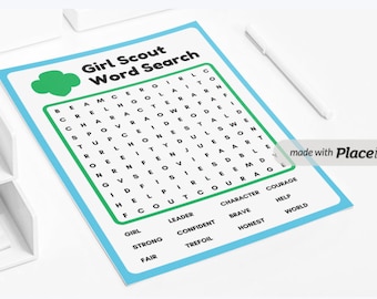 Girl Scout Word Search - Digital Download - Trefoil