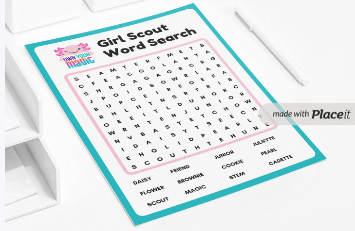 Girl Scout Word Search - Digital Download - Magic