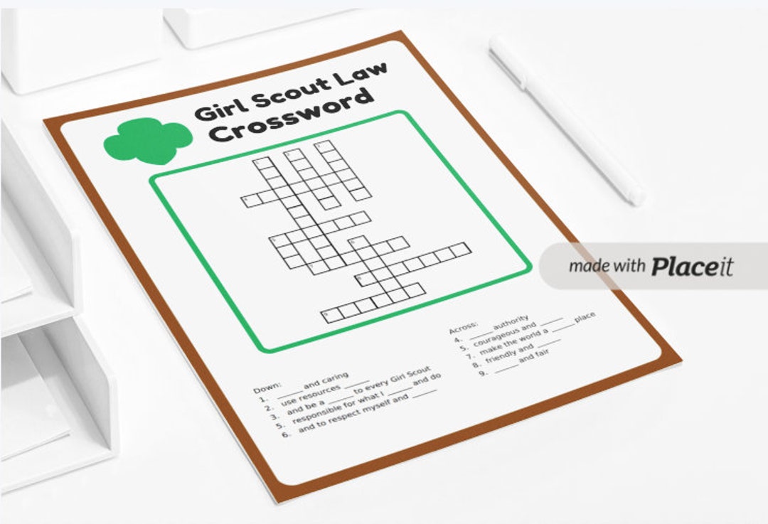 Girl Scout Crossword Puzzle Digital Download Etsy