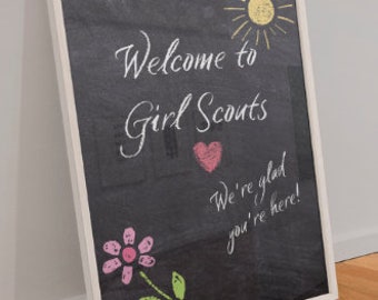 Girl Scout Welcome Sign - Chalkboard Look - Digital Download
