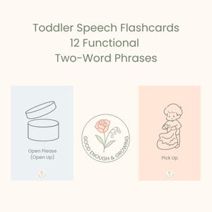 Flashcards de discours pour tout-petits | Expressions de 2 mots avec illustrations douces et ASL | Imprimable pour les locuteurs tardifs et les débutants